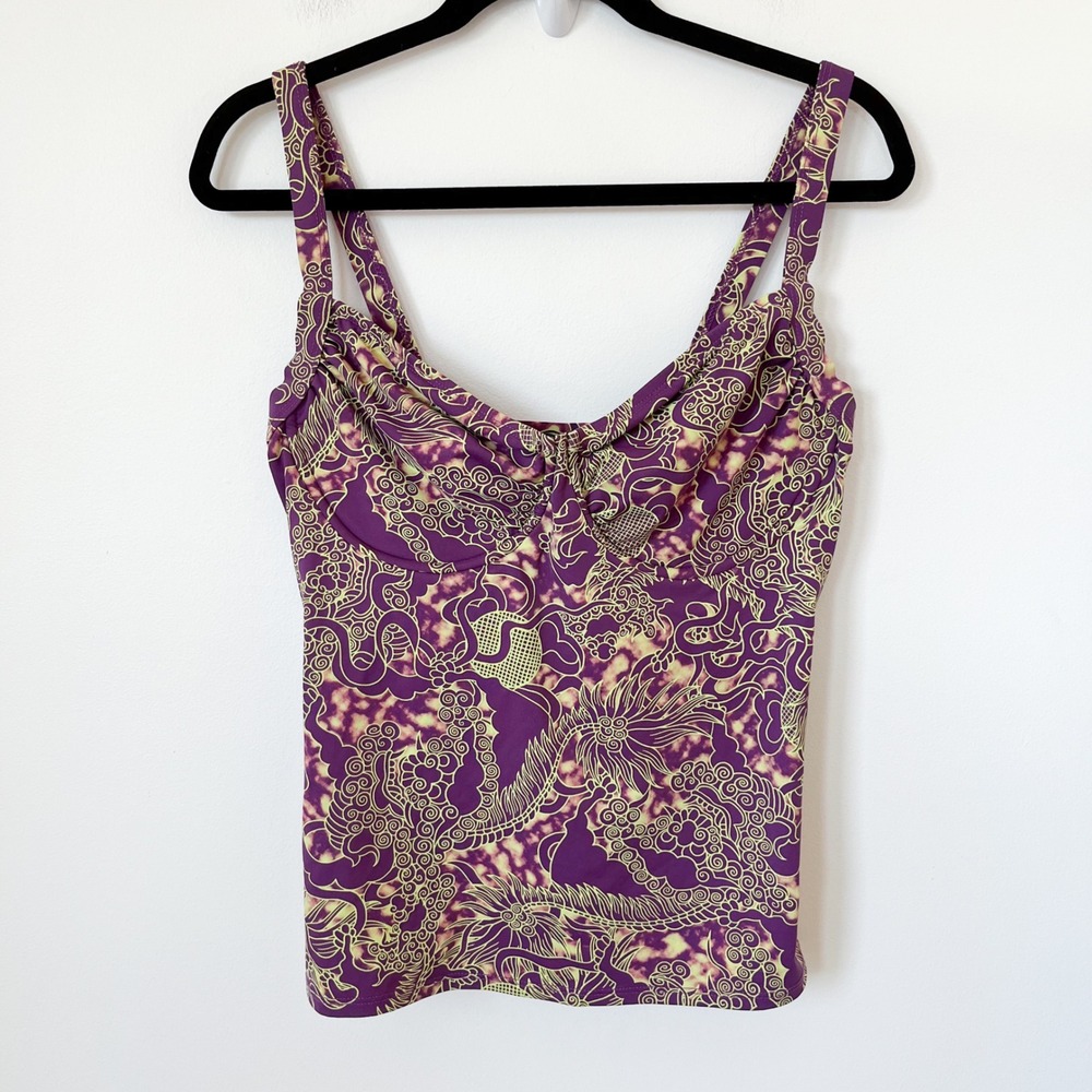 Title Nine‎ Carve Designs Underwire Tankini Top Womens Large Purple Green